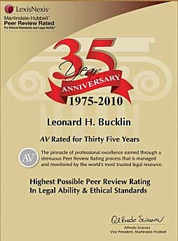 Bucklin ranked AV© Preeminent™ by Martindale Hubble for more than 35 years